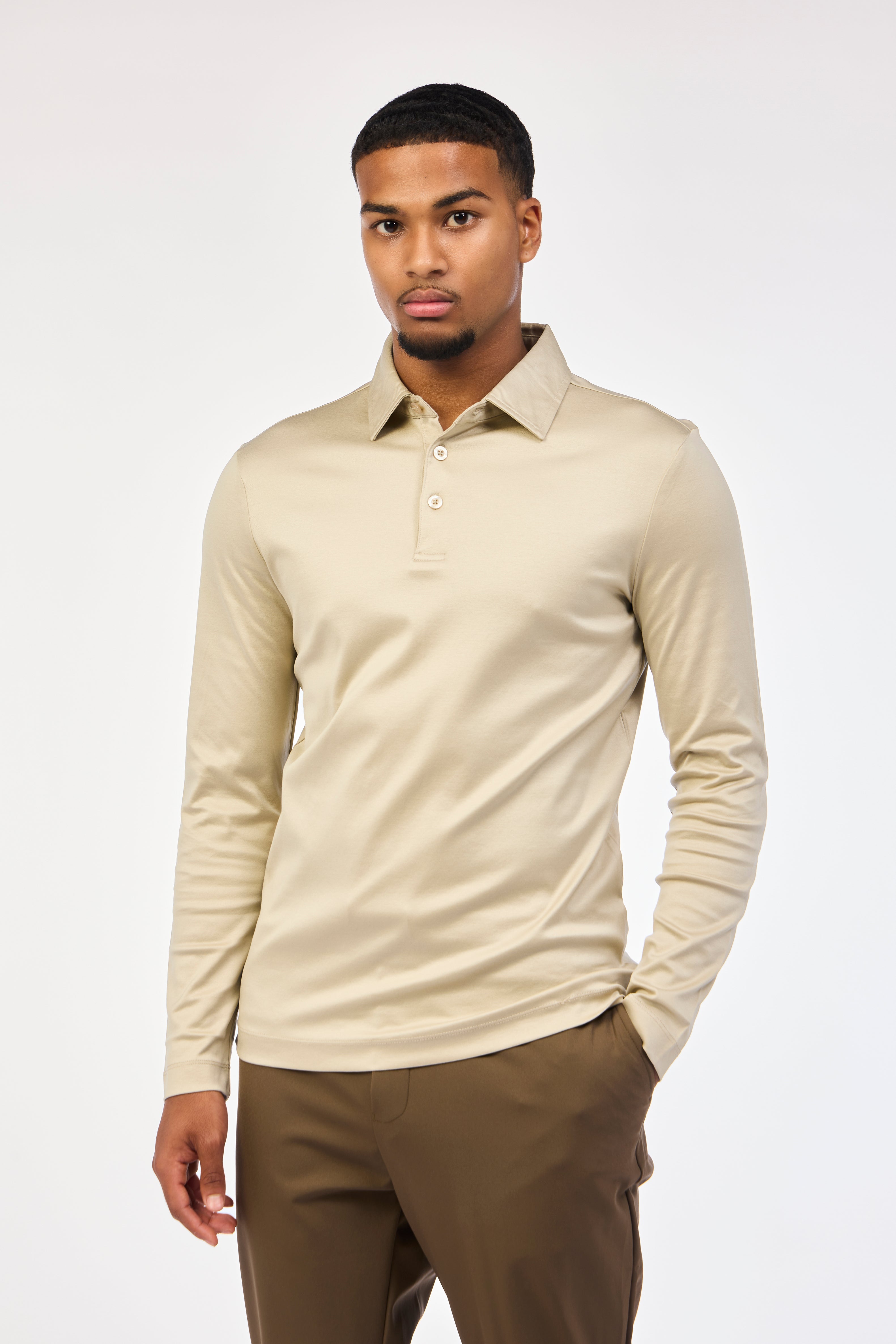 Sand Silk Long Sleeve Polo