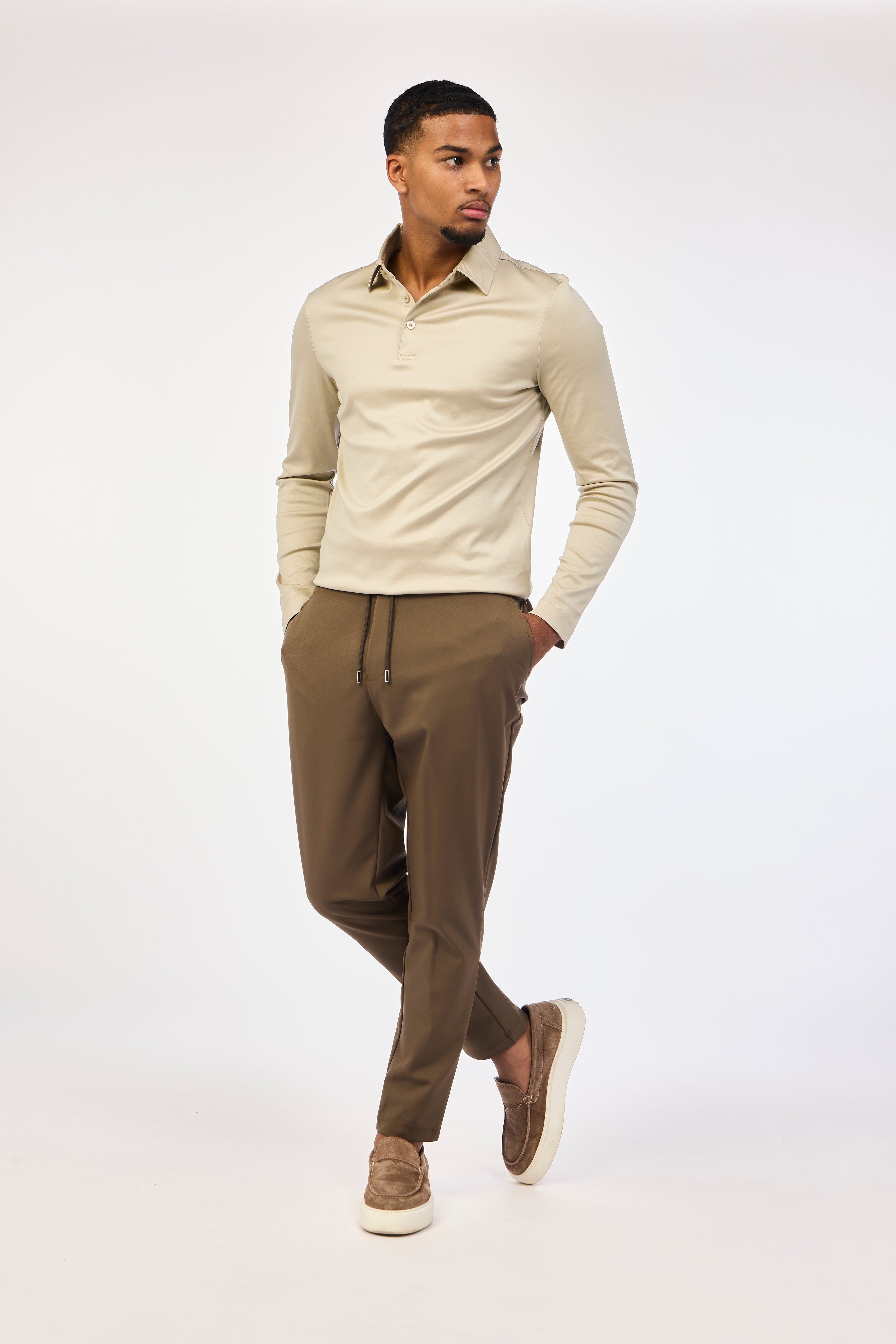 Sand Silk Long Sleeve Polo