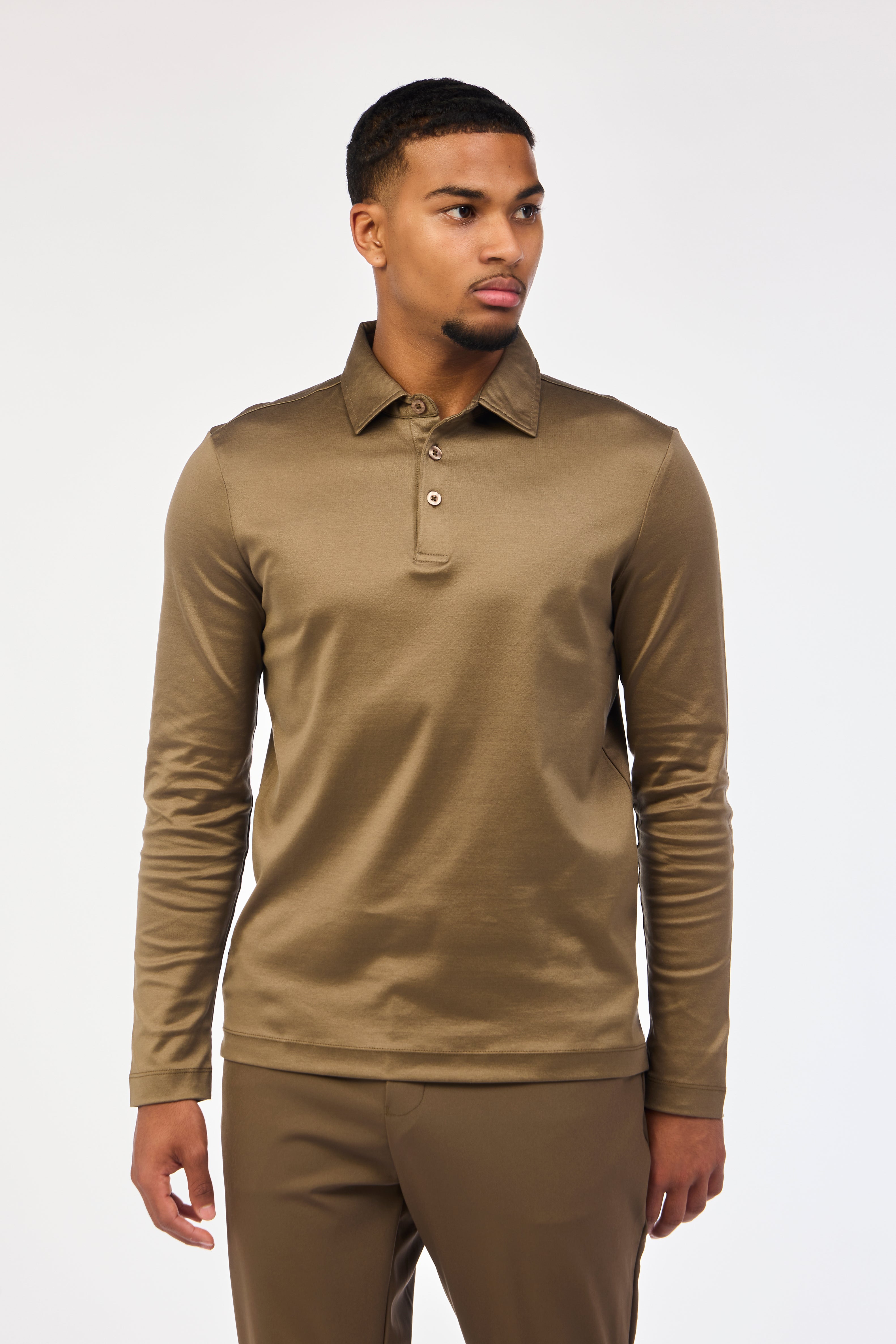 Saddle Brown Long Sleeve Polo