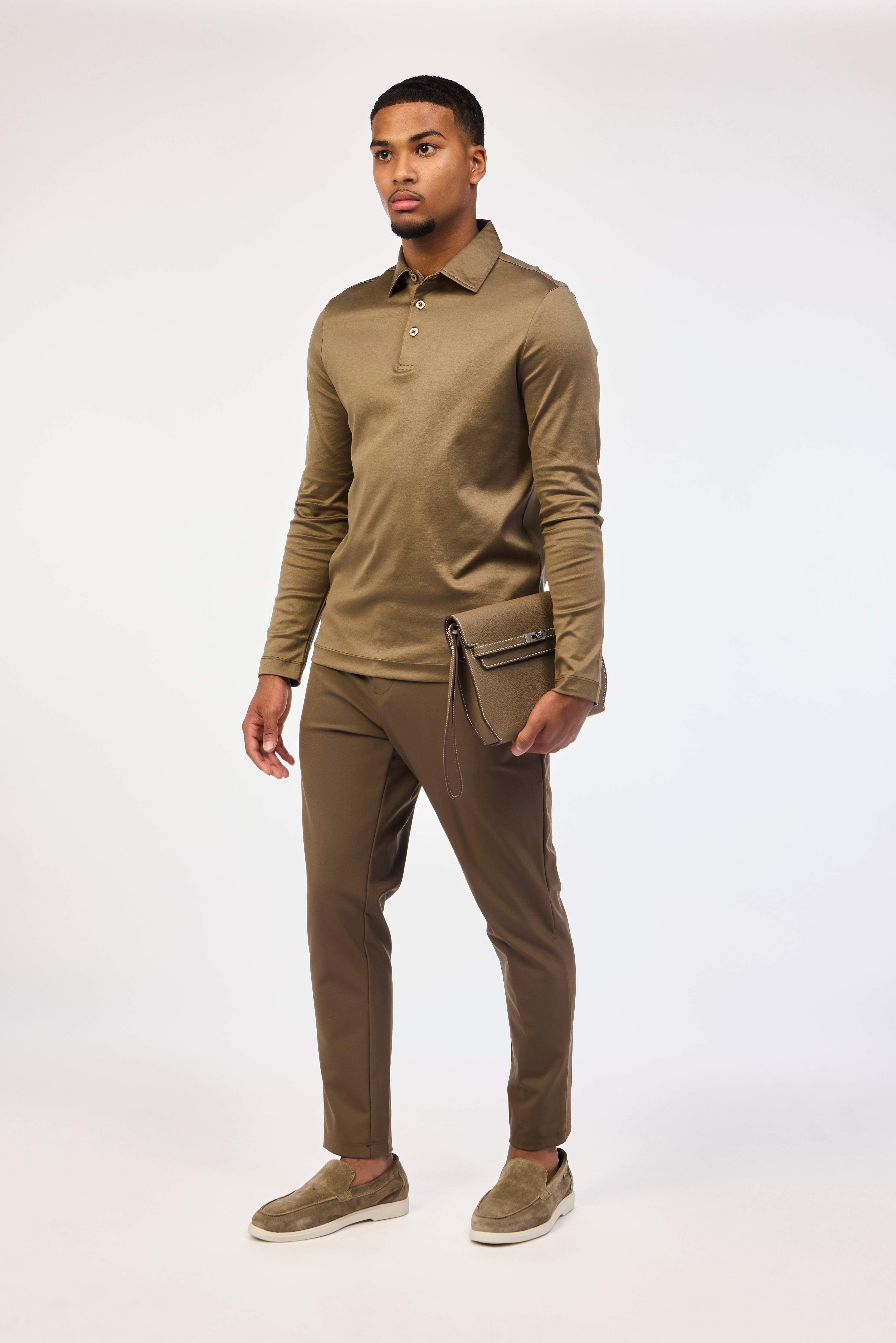 Saddle Brown Long Sleeve Polo