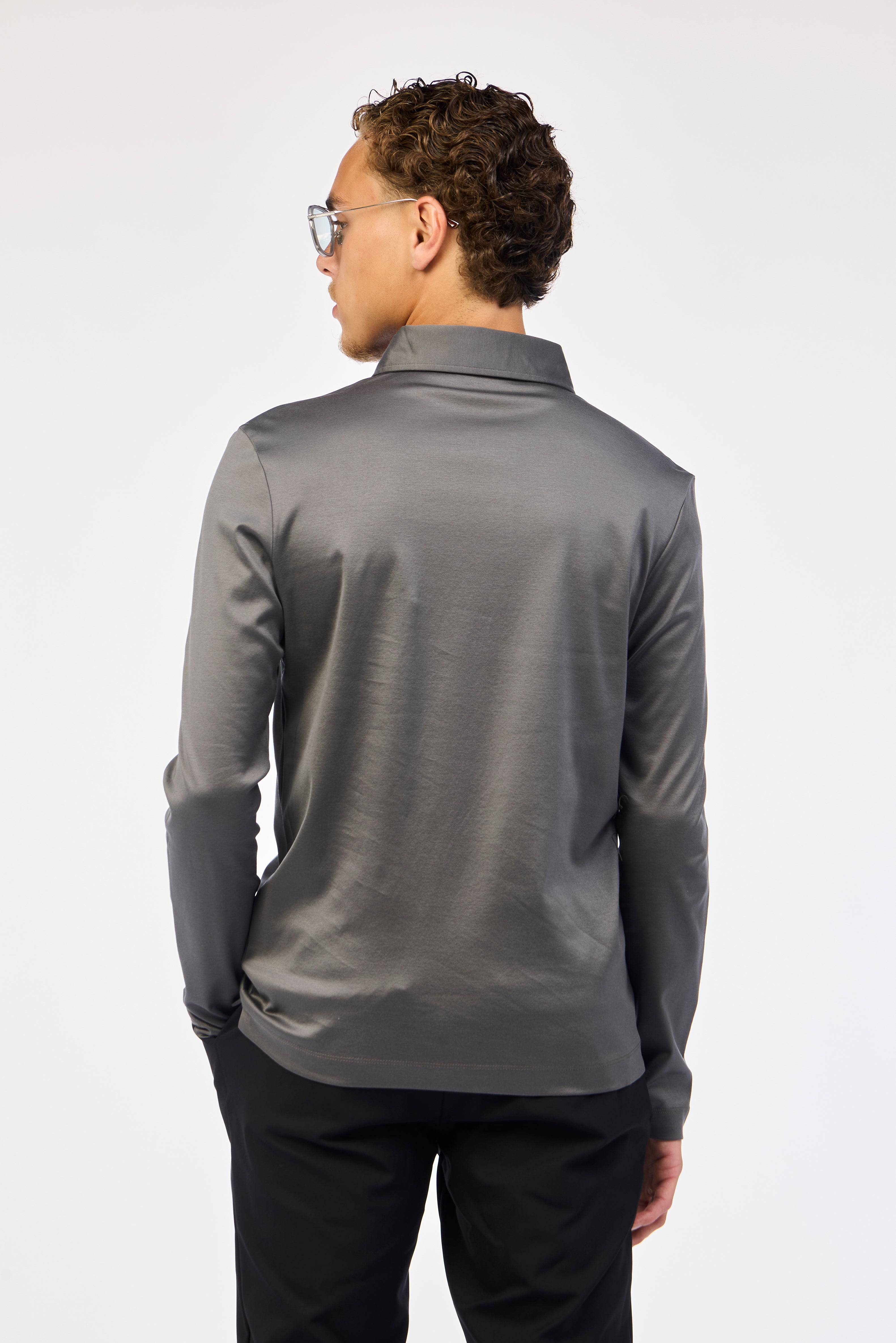 Chrome Grey Long Sleeve Polo