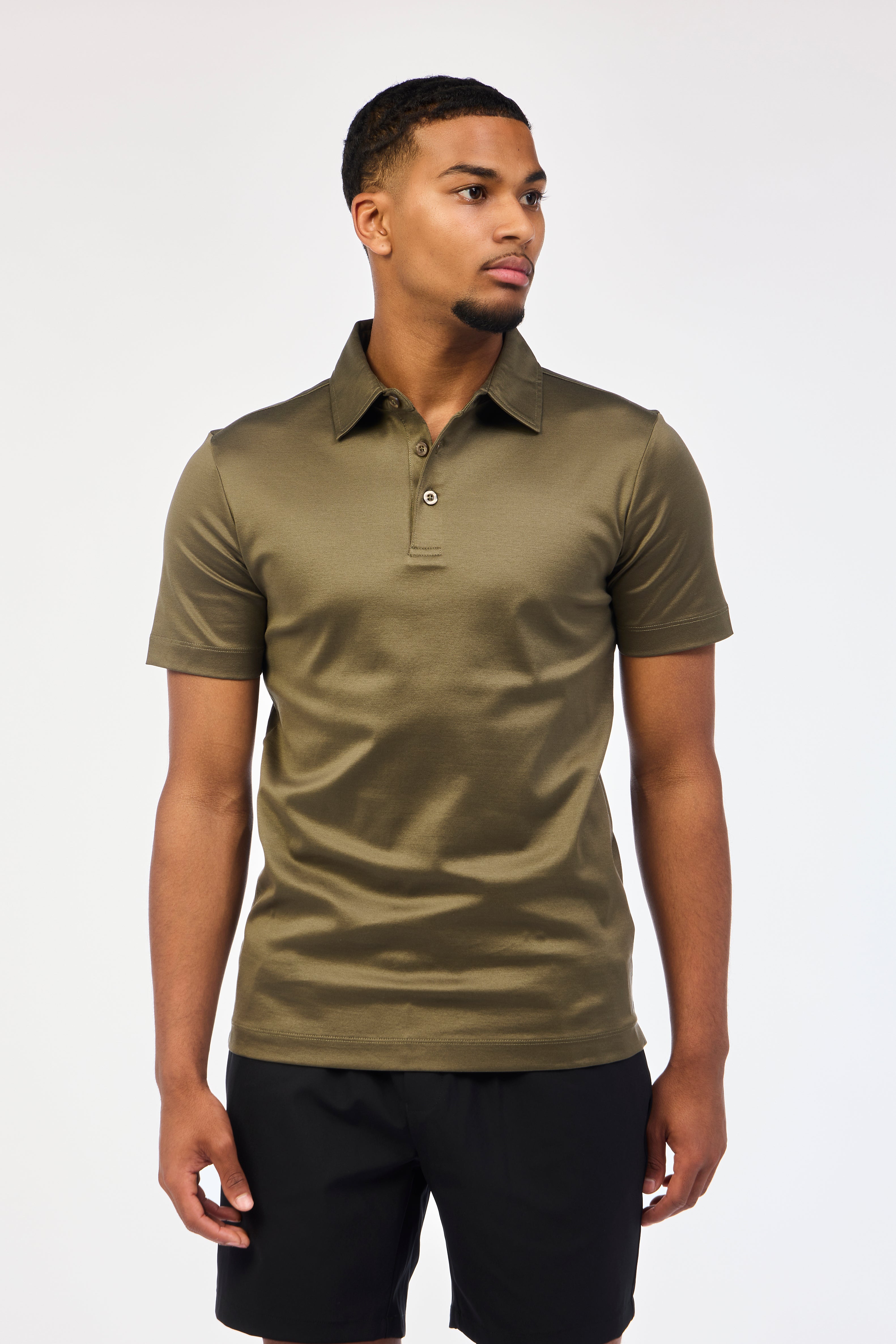Olive Silk Polo