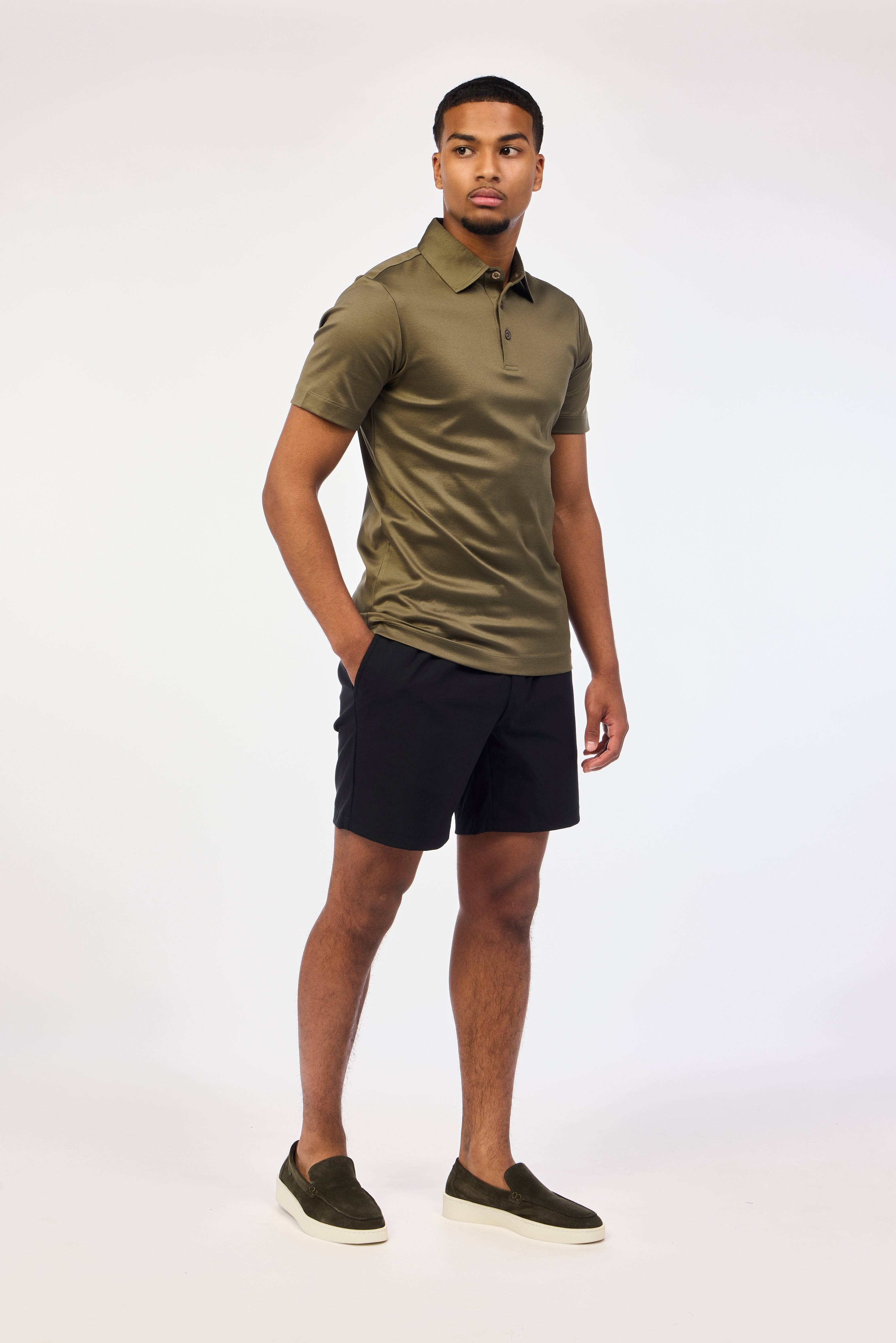 Olive Silk Polo