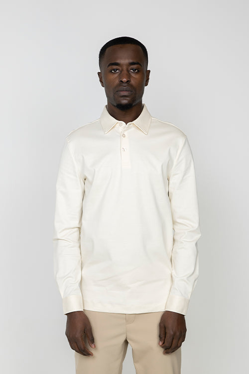 Elfenben långärmad polo