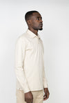 Langarm-Poloshirt aus Leinen in Beige