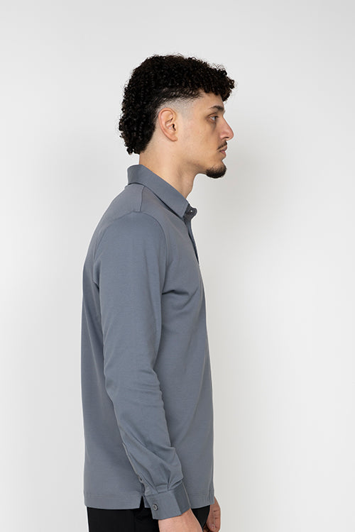 Stone Blue Long Sleeve Polo