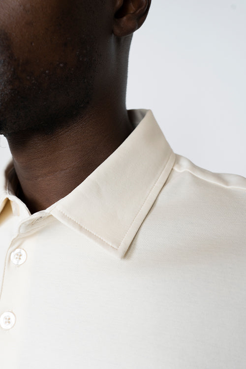 Elfenben långärmad polo