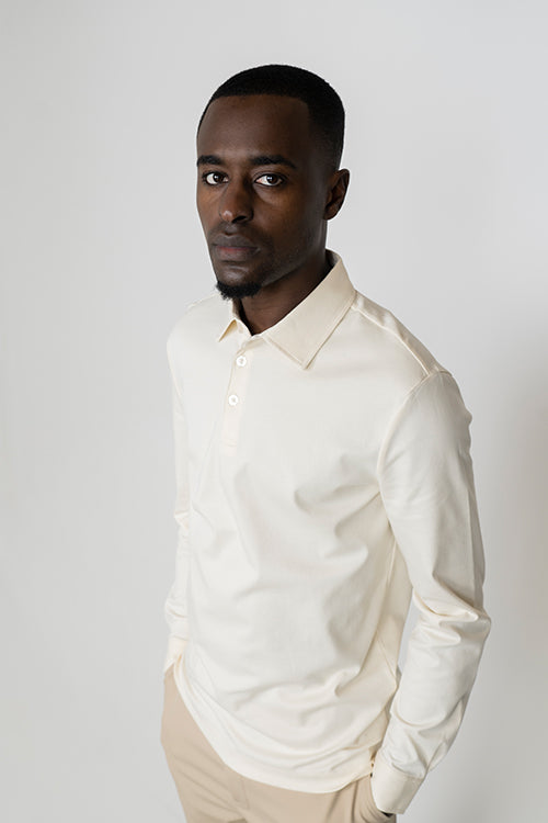 Ivory Long Sleeve Polo
