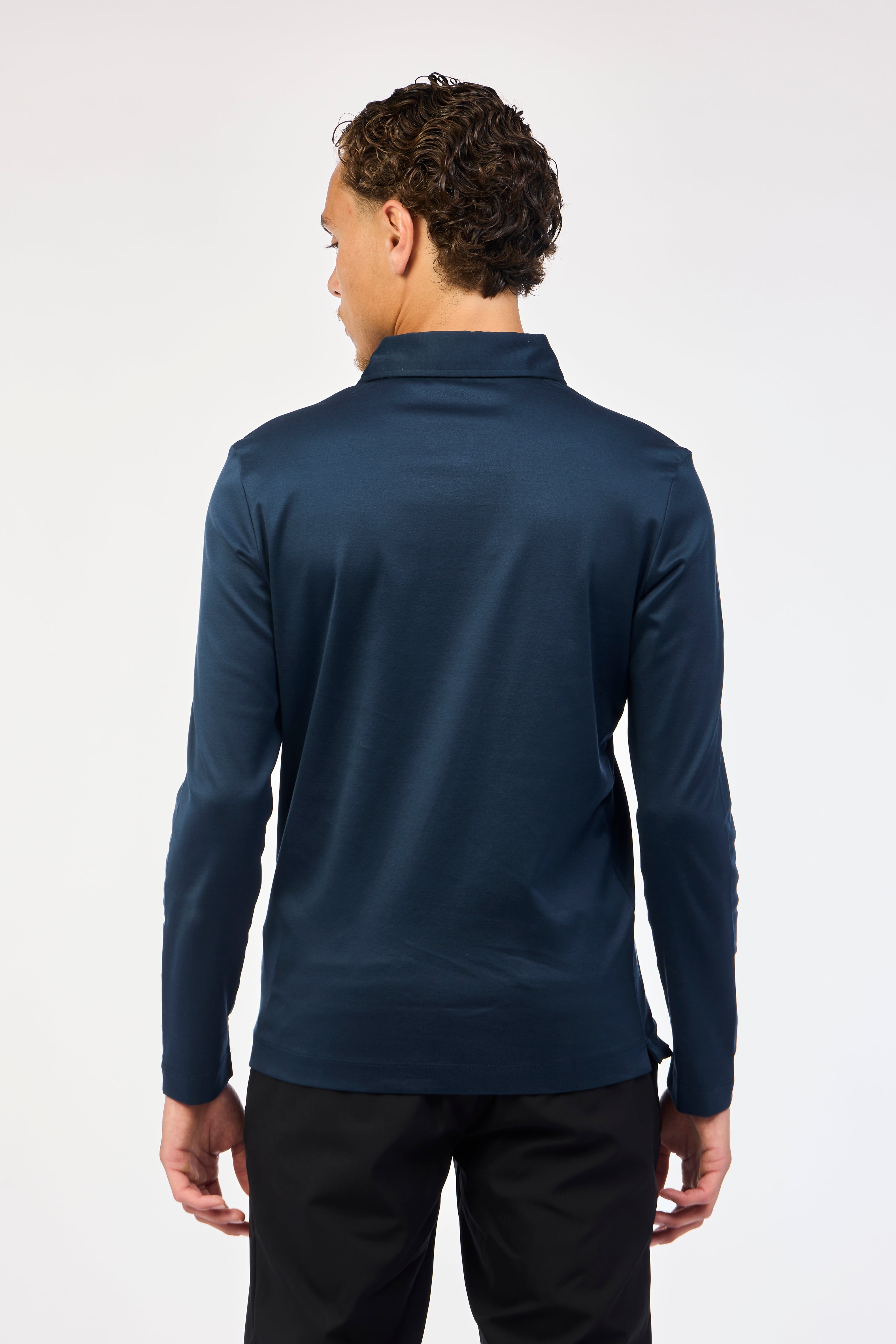 Marine Blue Long Sleeve Polo